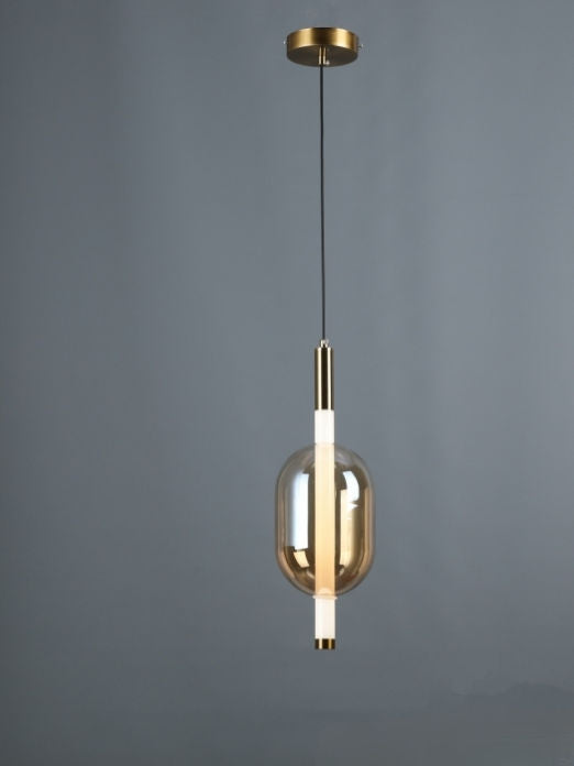 Suspension Luminaire "Épure Dorée" – Verre Fumé et Métal Moderne