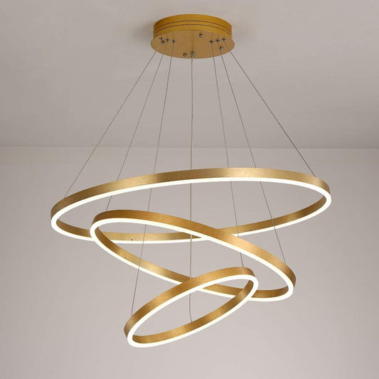 Suspension LED Moderne en Spirale Dorée – Design Épuré et Contemporain