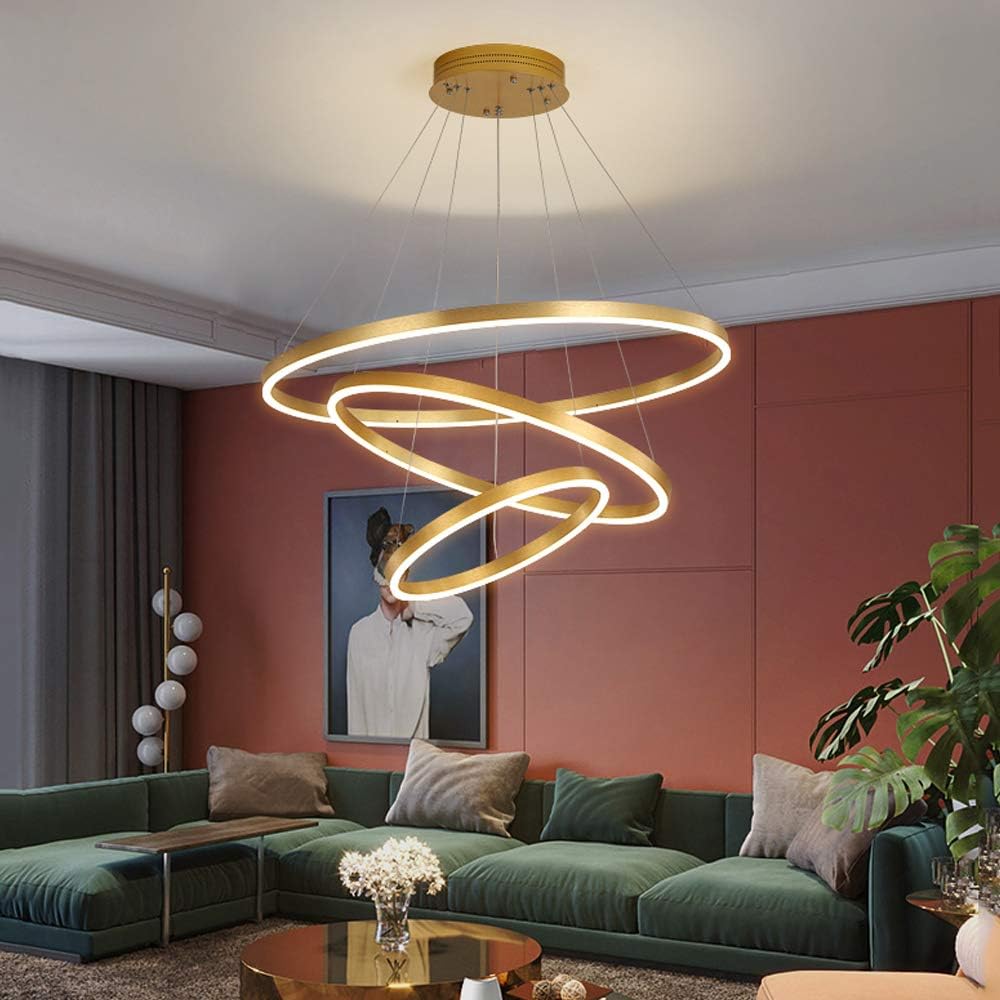 Suspension LED Moderne en Spirale Dorée – Design Épuré et Contemporain