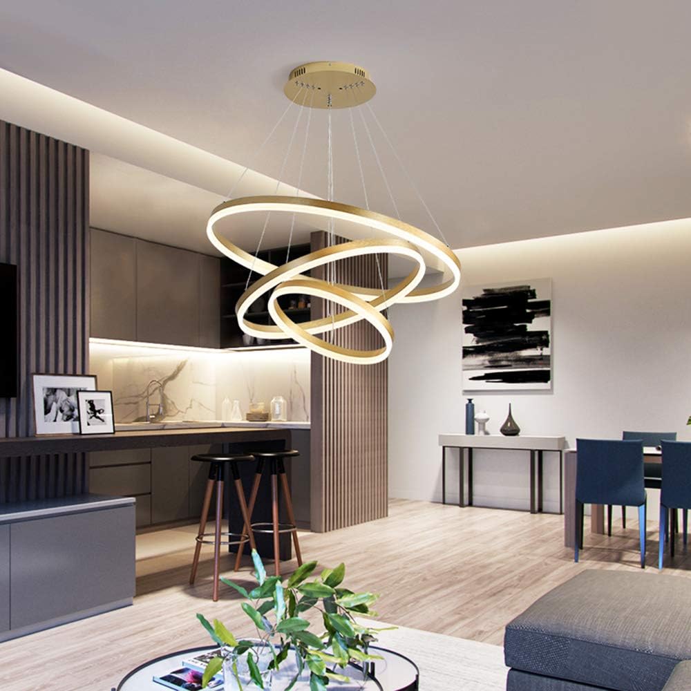 Suspension LED Moderne en Spirale Dorée – Design Épuré et Contemporain