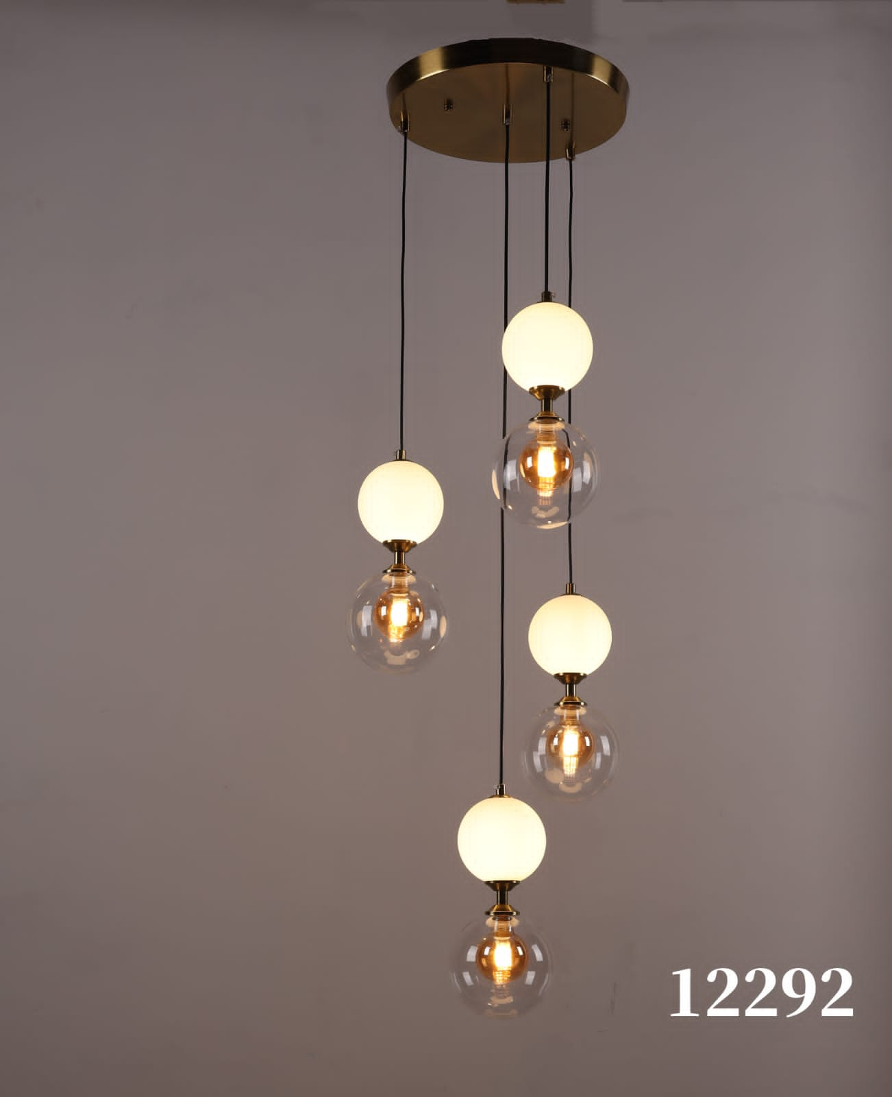 Suspension Luminaire "Globe Harmonie" – Design Moderne en Verre et Métal Doré