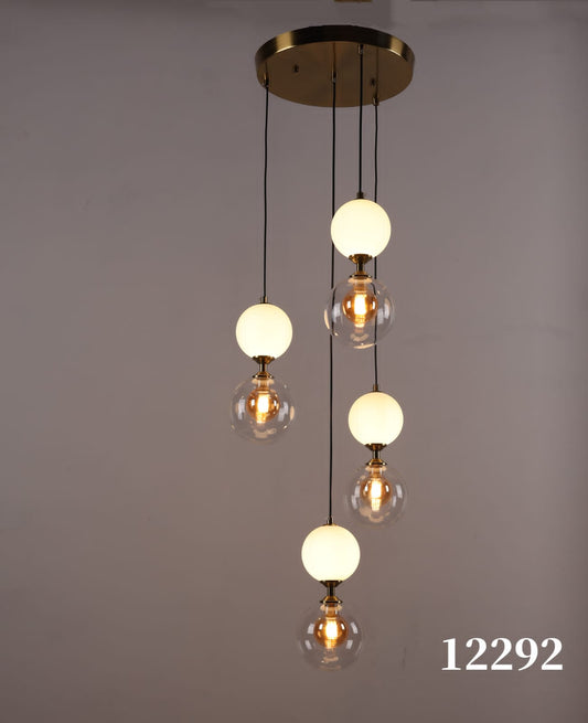 Suspension Luminaire "Globe Harmonie" – Design Moderne en Verre et Métal Doré