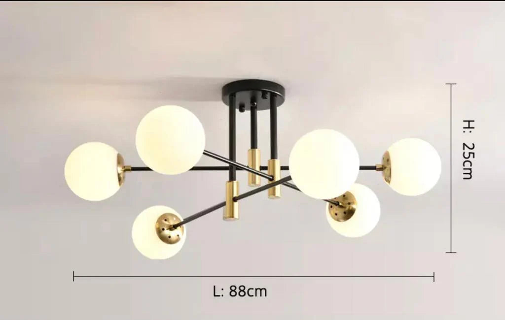 Plafonnier moderne avec 6 globes