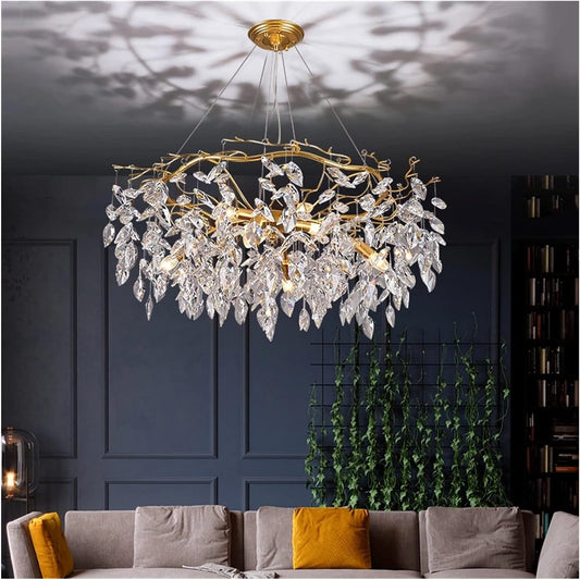 Lustre Cristal Doré Majestueux – Éclat Royal