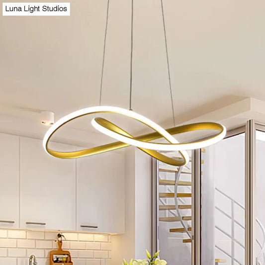 Suspension LED Moderne en Forme d'Infini – Éclat Doré et Design Futuriste