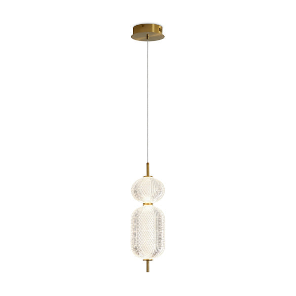 Suspension Luminaire "Élégance Tissée" – Verre Texturé et Métal Doré