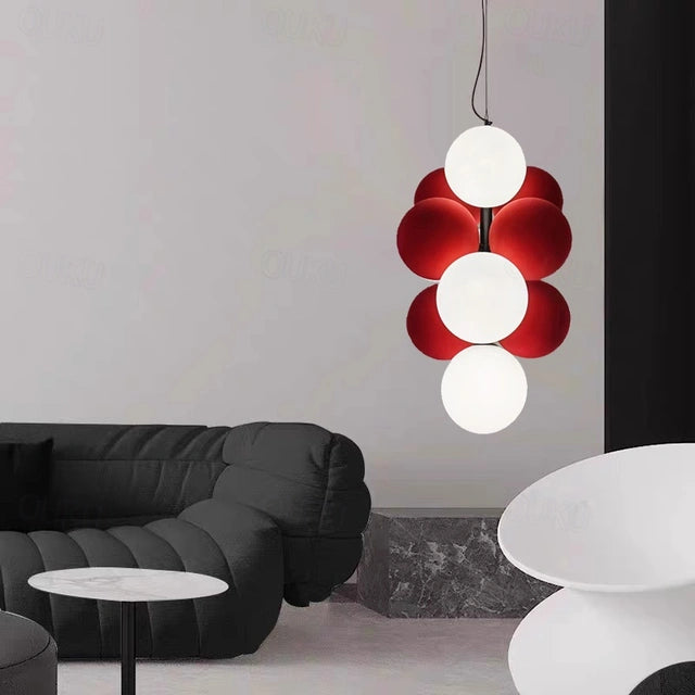 Suspension Moderne Design Rouge et Blanc "Éclat Passion"