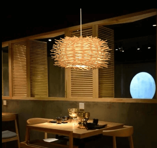 Suspension Design Contemporain en Rotin Naturel