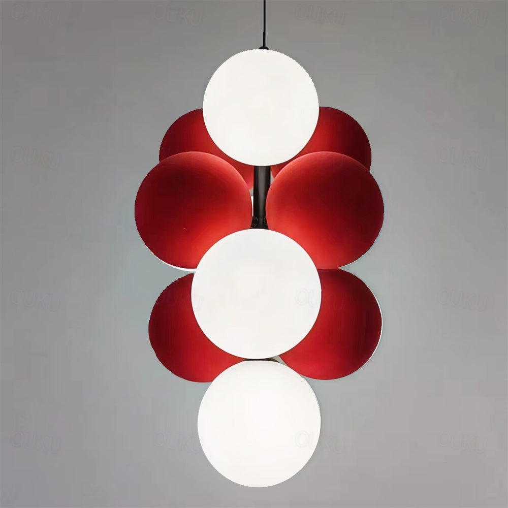 Suspension Moderne Design Rouge et Blanc "Éclat Passion"